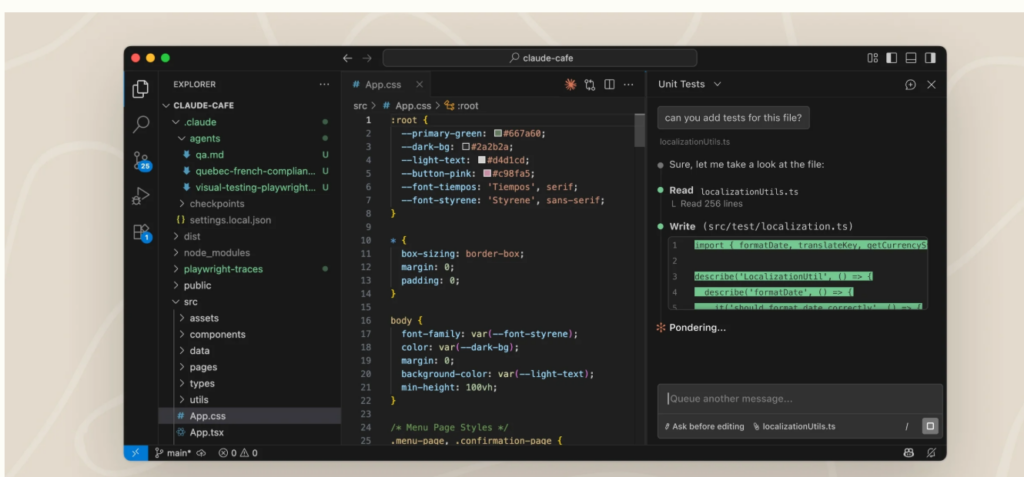 L'extension Claude Code dans VS Code : explorateur, éditeur et panneau Claude