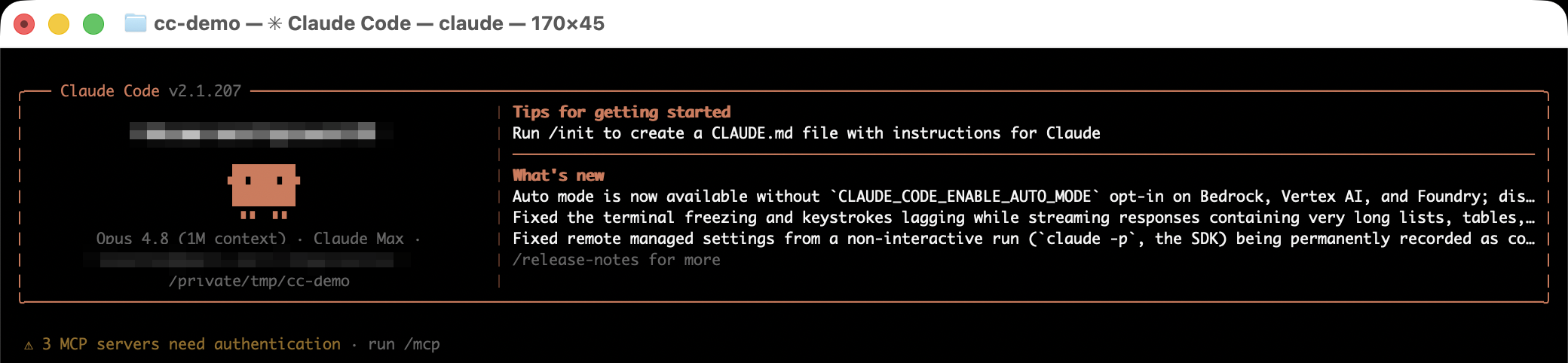 Écran d'accueil de Claude Code