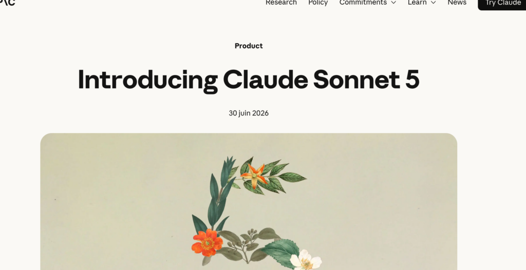 L'annonce officielle de Claude Sonnet 5