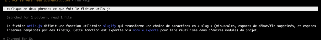 Claude Code au travail dans le terminal
